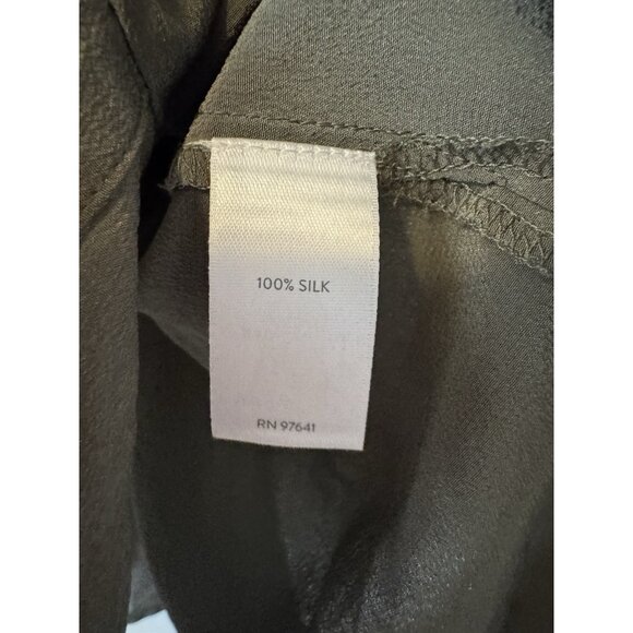 J Jill Womens Top Size Petite XL Olive Green 100% Silk Long Sleeve Button Up 036 - Picture 4 of 5